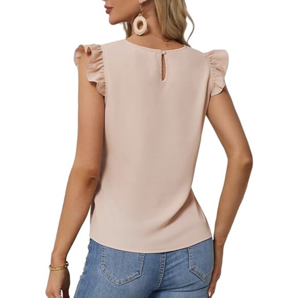 Amazon JASAMBAC Ruffle Sleeve Tie-Waist Blouse, Size XL - Picture 3 of 12